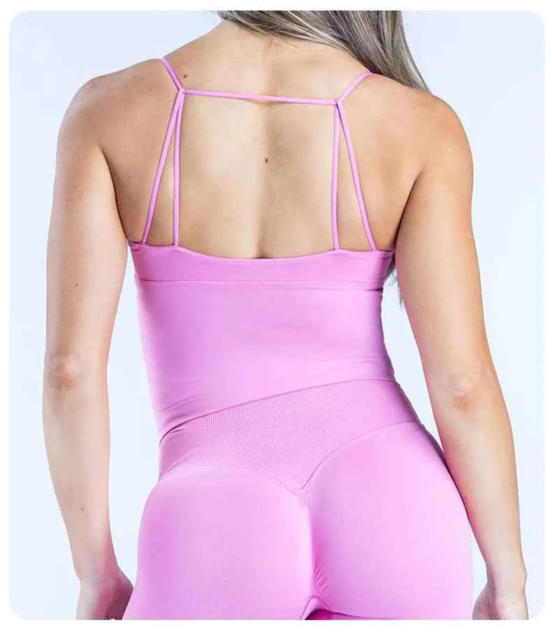 Women Seamless Cross Sports Vest Gym Yoga Tops with Padded  Sexy Backless Workout Fitness Camisole Running Sports Tops Summer