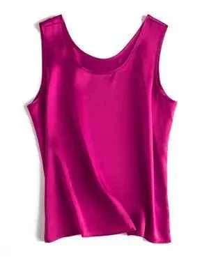 SuyaDream. Women Basic Cozy Tanks, 100%Real Silk, O neck Sleeveless Chic T Shirt, 2025 Solid Summer Vests, White, Pink, Beige