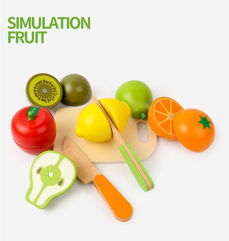 Simulation Kitchen Pretend Toy Wooden Classic Game Montessori Educational Toy For Children Kids Gift Cutting Fruit Vegetable