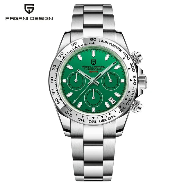 PAGANI DESIGN New Stainless Steel Bezel Men Quartz wristwatches Luxury Sapphire Glass Chronograph VK63 Watch Men reloj hombre