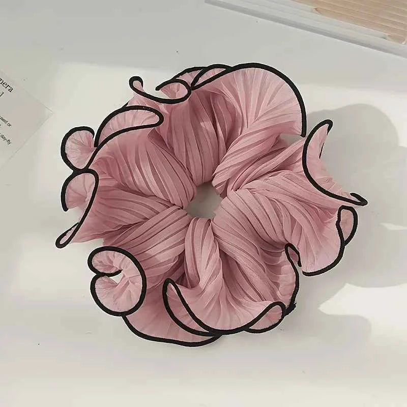 1/4Pcs New Korean Retro Folded Chiffon Oversize Scrunchies Women Sweet Temperament Fashion Exaggerated Hair Band Hair Accessorie