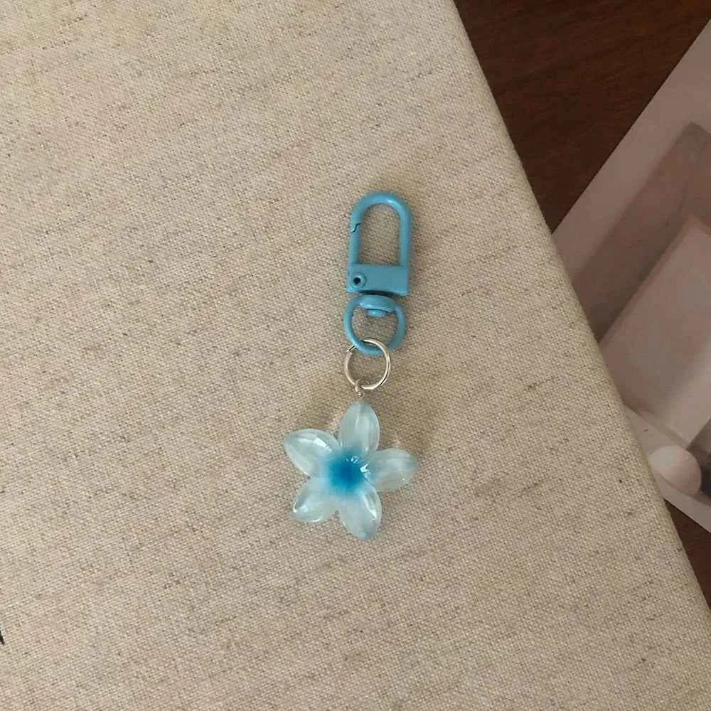 Sweet Colorful Jelly Flower Key Chain Color DIY Flower Cute Keychains Pendant Student Girls Resin Bag Pendant Keyring Jewelry