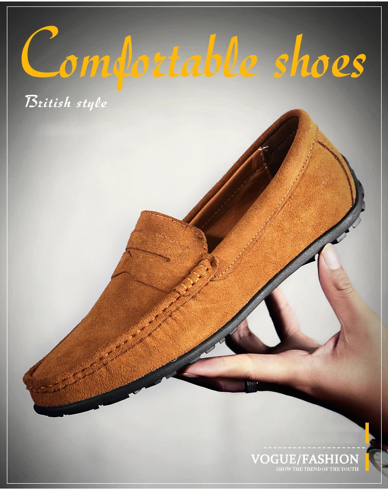 Men Casual Shoes Fashion Suede Leather Men Loafers High Quality Moccasins Slip On Men's Flats Lightweight Driving Shoes 38-47