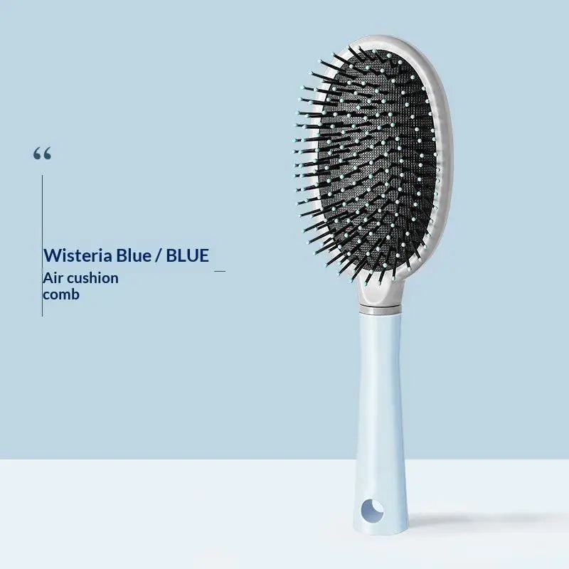 C Blue Color Anti-Static Paddle Hair Brush With Scalp Massage Pins