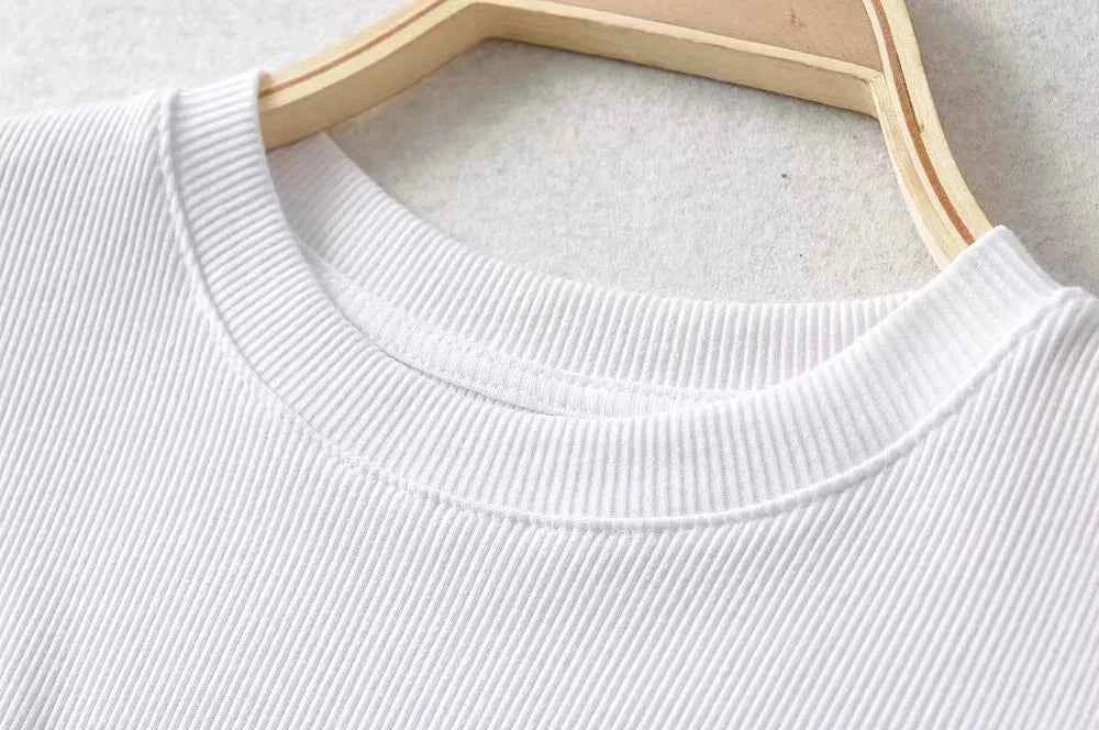 Summer Sexy Women O-neck Short-sleeve T-shirt Slim Elastic Skinny Crop Tops