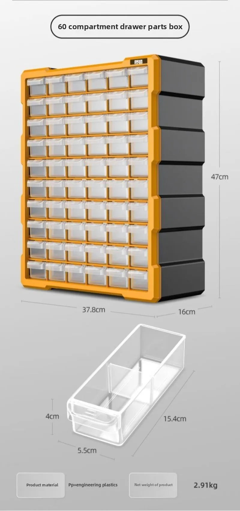 Hardware Toolbox Hanging Design Tool Parts Box Drawer-type Classification Storage Box Sturdy and Durable Tools Packaging