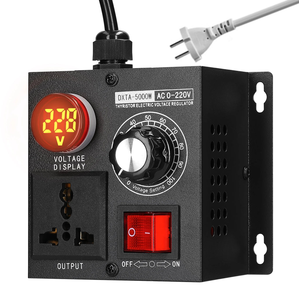 Portable Variable Monophase Voltage Controller Temperature Speed Light Adjuster AC220V 5000W Stepless Voltage Regulator