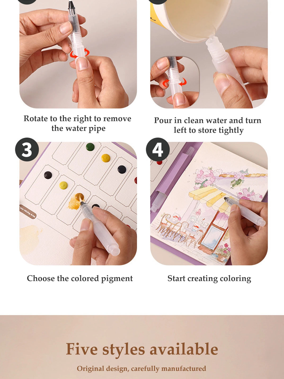 Kids Watercolor Coloring Book Educational Art Activity Reusable Non-Toxic Painting Kit for Toddlers&Creative Learning DIY Crafts