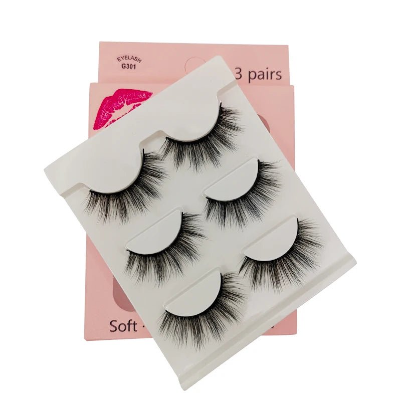 SHIDISHANGPIN 3 pairs 27 styles 3D Faux Mink Hair Soft False Eyelashes Fluffy Wispy Thick Fake Lash Handmade Eyelash Eye Makeup