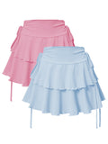 2025 New Solid Color Skirt Women Summer Fashion Outdoor Versatile High Waist Slim Fit Elastic Waist Sexy Mini Short Skirt 2Piece