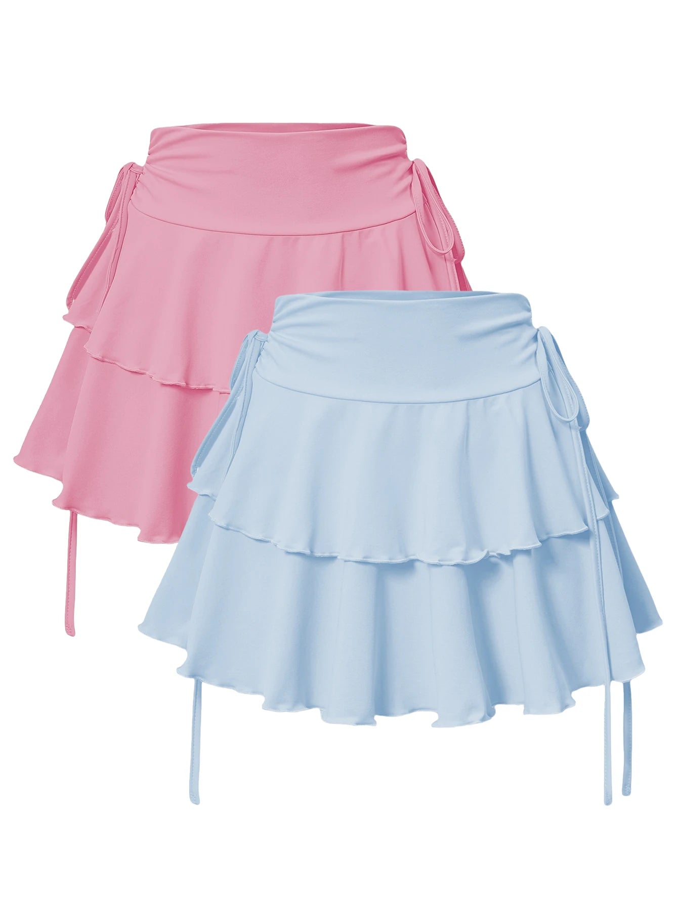 2025 New Solid Color Skirt Women Summer Fashion Outdoor Versatile High Waist Slim Fit Elastic Waist Sexy Mini Short Skirt 2Piece