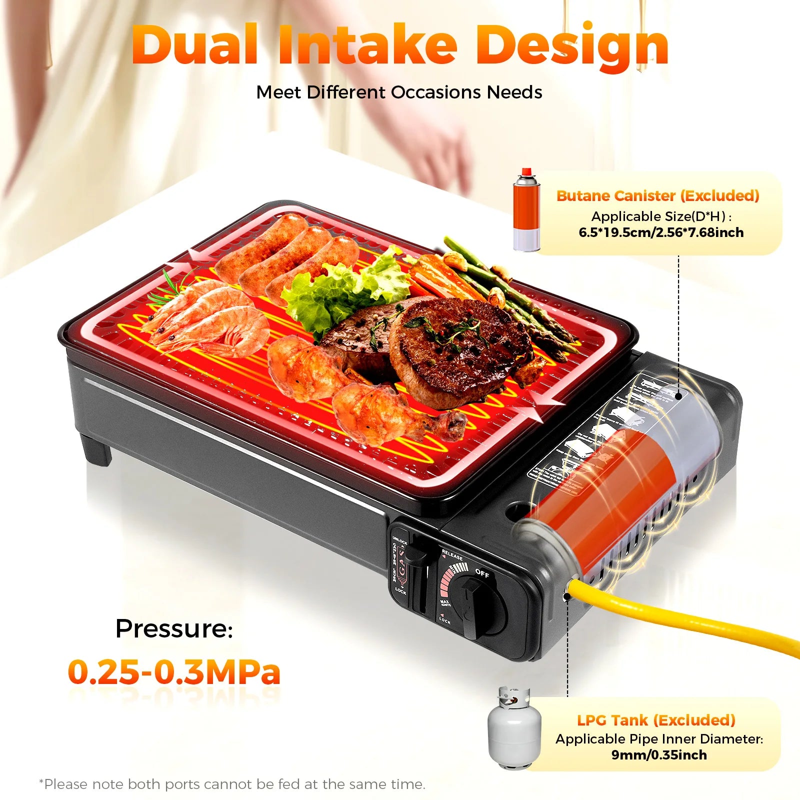 Portable Camping Grill Gas Stove, Butane Gas Burning Grill, Barbecue Grill Cooker for Ooutdoor Grilled Meat, Vegetables