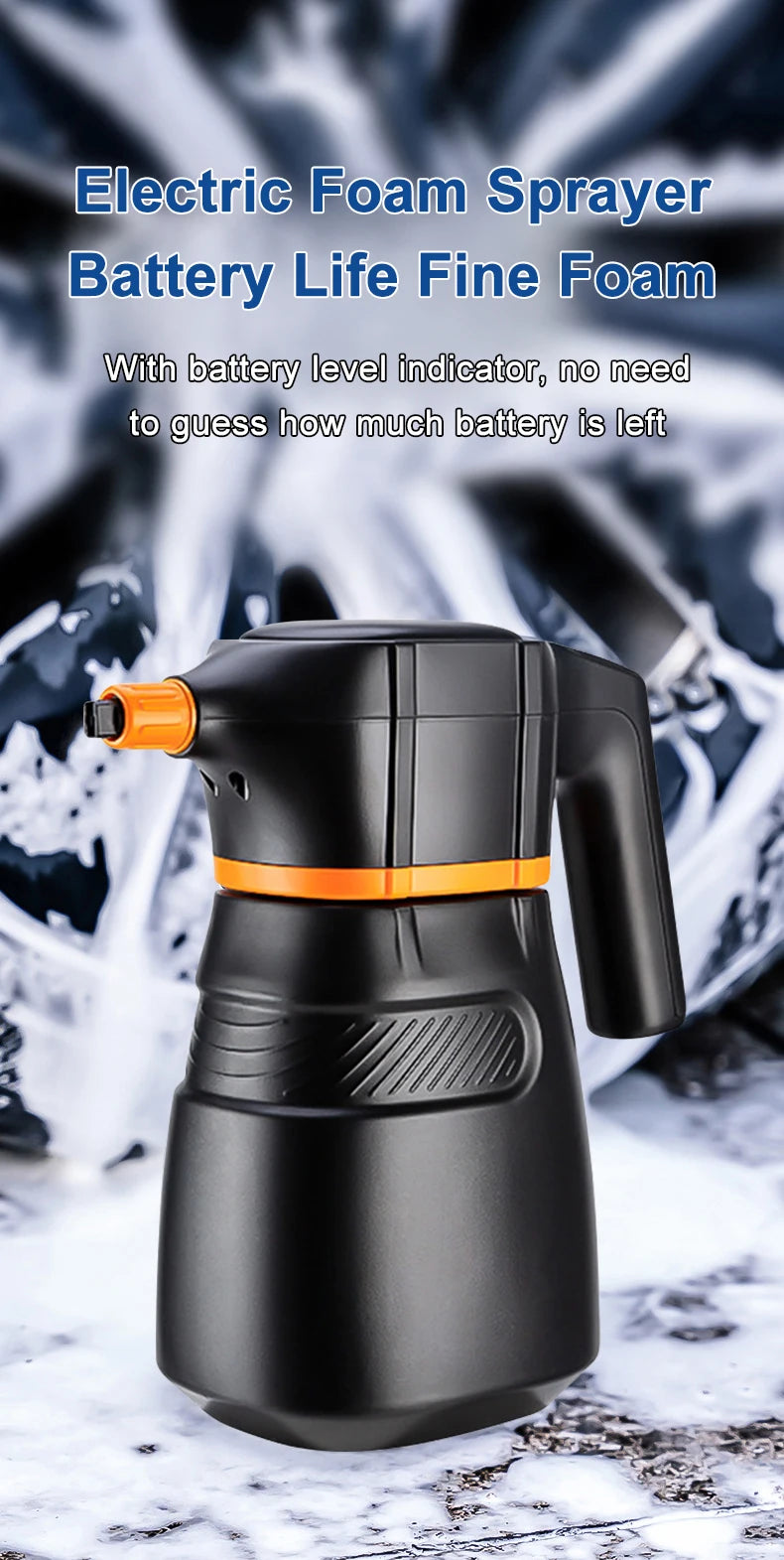 2L Electric Foam Sprayer Car Wash Clean Detailing Snow Cannon High Pressure Water Gun Battery Powered for Car Wash Foam Can