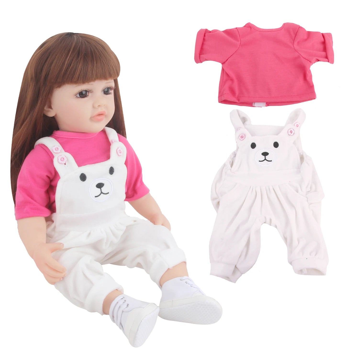 55CM Reborn Girl Doll Clothes Set Backband Pants+T-Shirt Clothing Suit Outfit For 22 Inches Baby New Born Girl Dolls Toy Gift