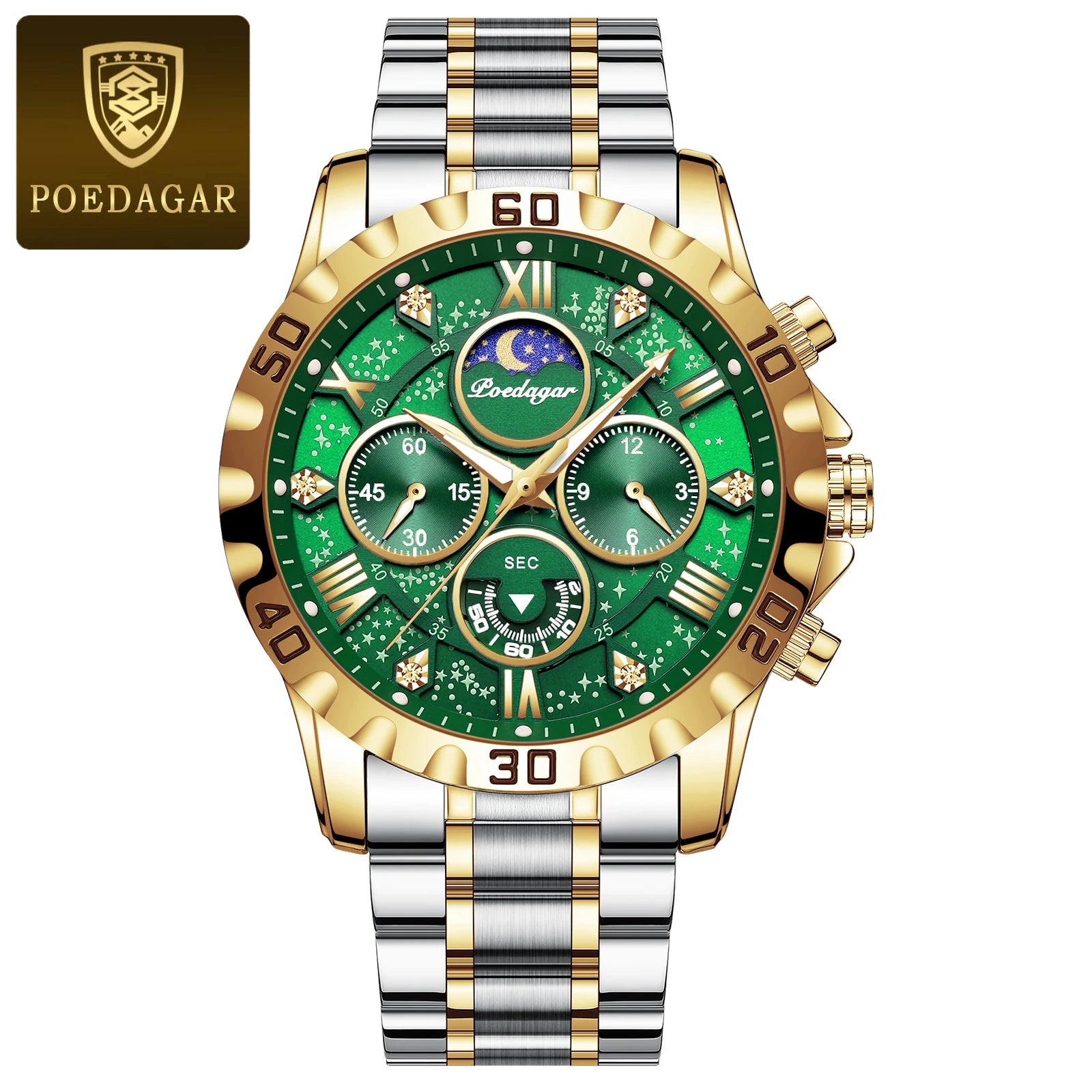 POEDAGAR Luxury Fashion Man Watch Waterproof Luminous Chronograph Men Watch Stainless Steel Sports Military Quartz Men's Watches