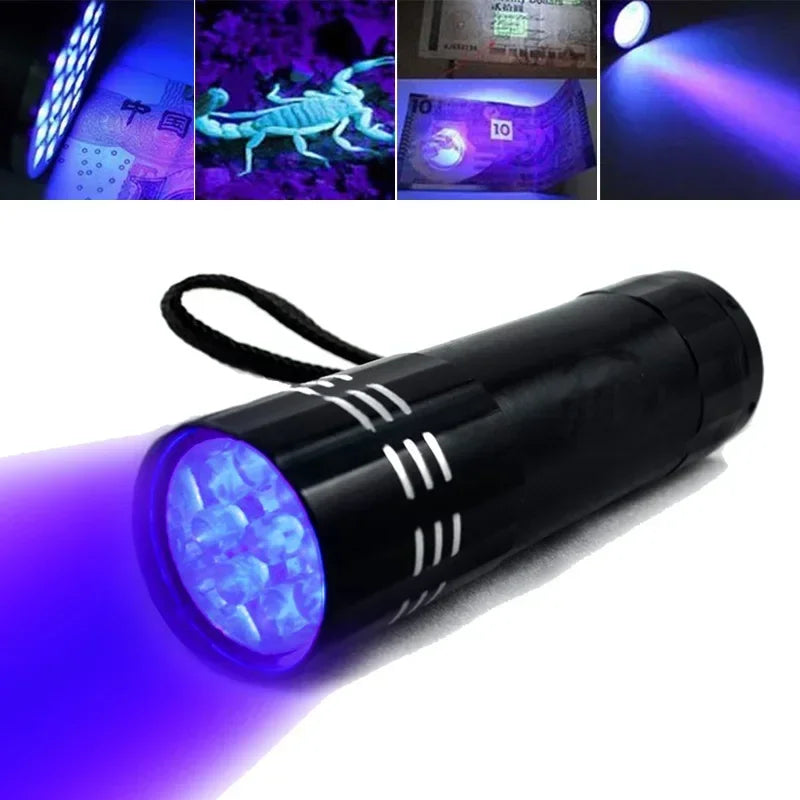 9/12 LED Protable UV Flashlight Black Light 395 NM Ultraviolet Torch Blacklight Detector for Dog Urine Pet Stain and Bed Bug