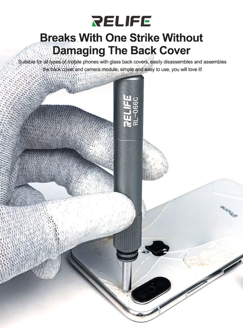 RELIFE RL-066C Back Glass Breaking Pen Phone Rear Camera Disassembly Tools Back Glass Removal Repair Refurbushing Blasting Tool