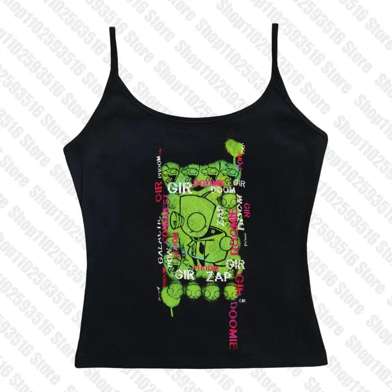 Sexy Top Y2k Tops With Suspenders Gothic Clothes for Women Vintage Clothing Emo Trashy Y2k 2000s Crop Top Woman Women's Cropped