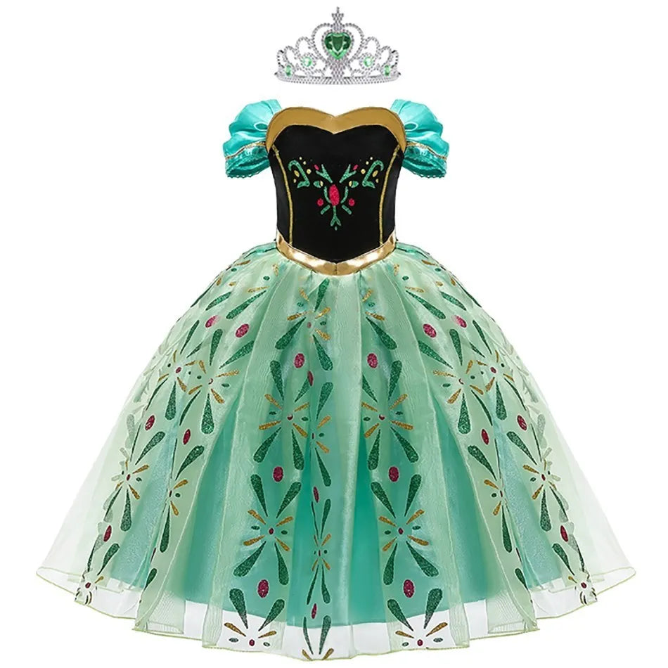 Girl Princess Cinderella Dress Elsa Anna Mermaid Jasmine Belle Snow White Costume Girls Birthday Party Halloween Dress 2-10 Year
