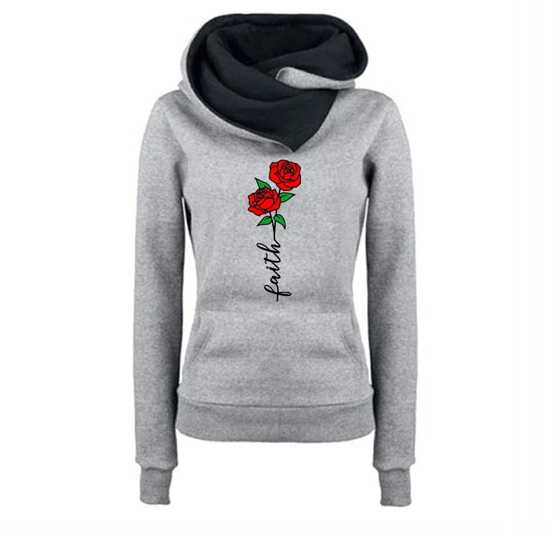 Beautiful flowers Printied Womens Hoodies Casual Versatile Sweatshirts  Jogging Fashion Pullovers Street Hot Sales Tops Clothing