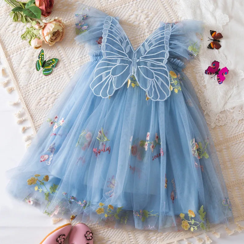 Girls' Dress Summer Floral Mesh Baby Girls Dress Adorable Wedding Flower Girl Dress Baby Girl Clothe