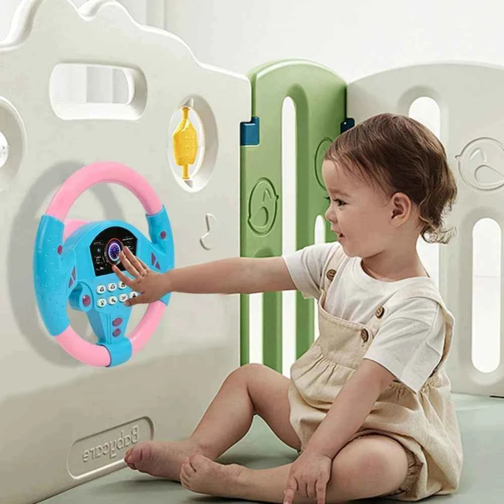 Eletric Steering Wheel Toy with Light Sound for Baby Kids Educational Portable Simulated Driving Steering Wheel Vocal ToysToys