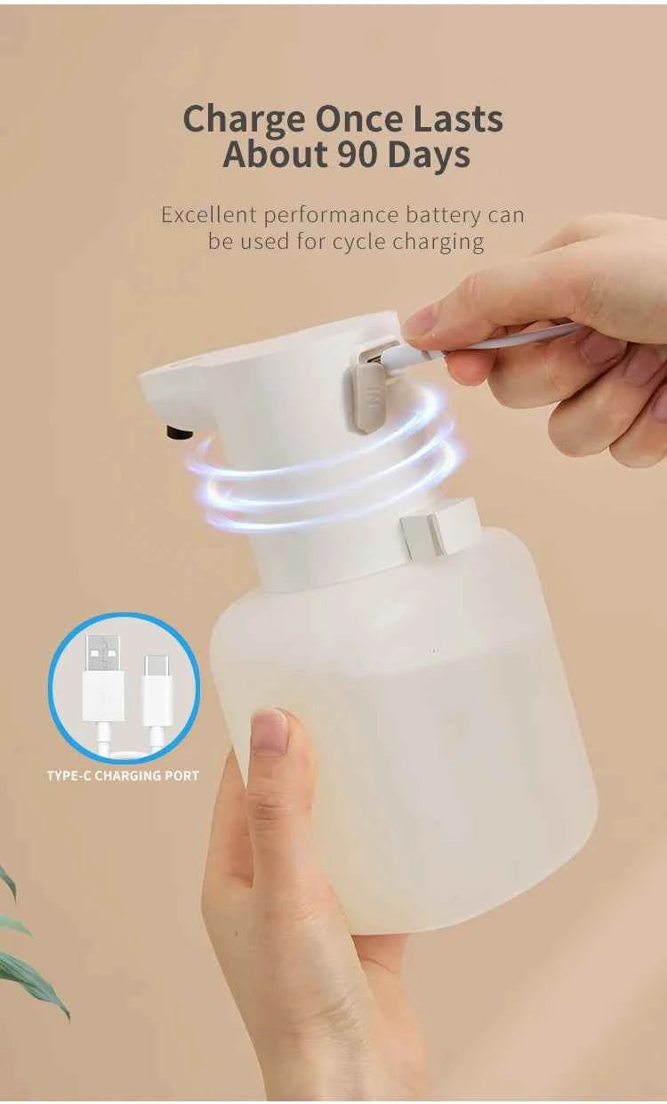 New Wall Mounted Automatic Soap Dispenser Foam Smart Hand Washing Machine 500ml Liquid Rechargeable Bathroom Induction Sensor