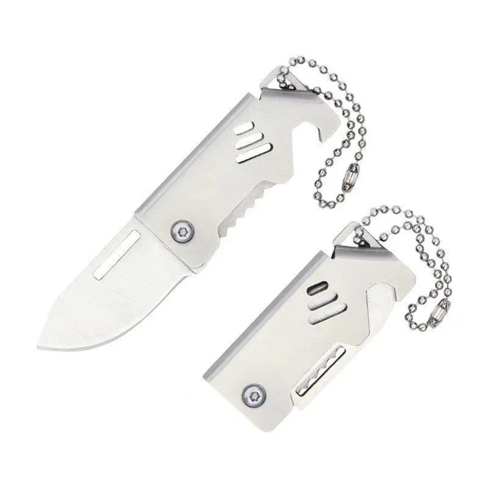 Key Chain Pendant Compact Bottle Opener Pocket Knife Outdoor Folding Knife For Camping Fishing Keyring