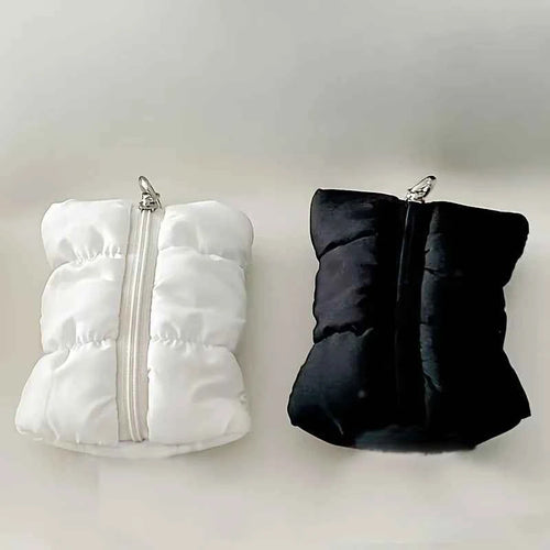 1pc Quilted Polyester Multi-Functional Storage Bag - Portable Makeup, Sanitary Pad & Jewelry Organizer with Zipper Closure