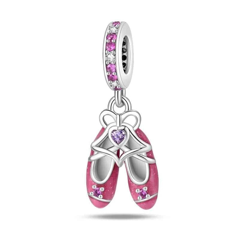 925 Silver Pink Princess Skirt Butterfly High Heels Fashion Bag Charms Beads Fit Pandach 925 Original Bracelets Fine DIY Jewelry