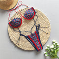 Blue Vintage Print String Thong Micro Bikini Push Up 2026 Sexy Swimsuit Women Back Knotted Swimwear Bathing Suit Bikinis Sets