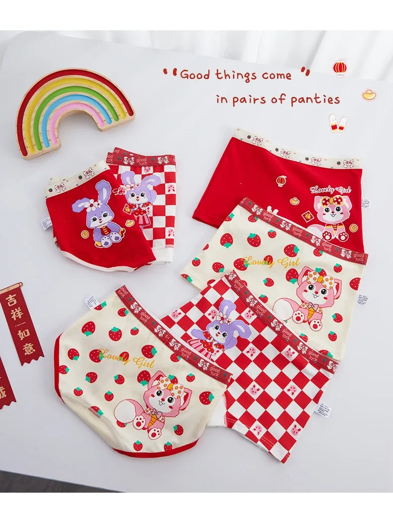 4PCS Soft Underwear Cartoon Children's Cotton Girl Panties Briefs Cute Shorts Panties for Girls Underwears Clothing Mother Kids