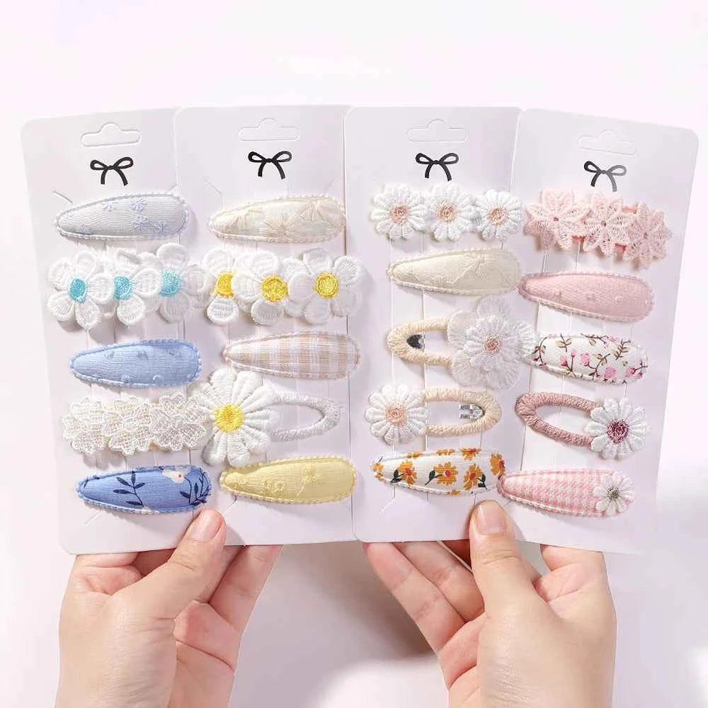 5Pcs/Set Kids Hair Accessories BB Clips Sweet Printe Hairbangs Hairclip Baby Girls Barrette Ins Style Daisy Hairpin Ornament