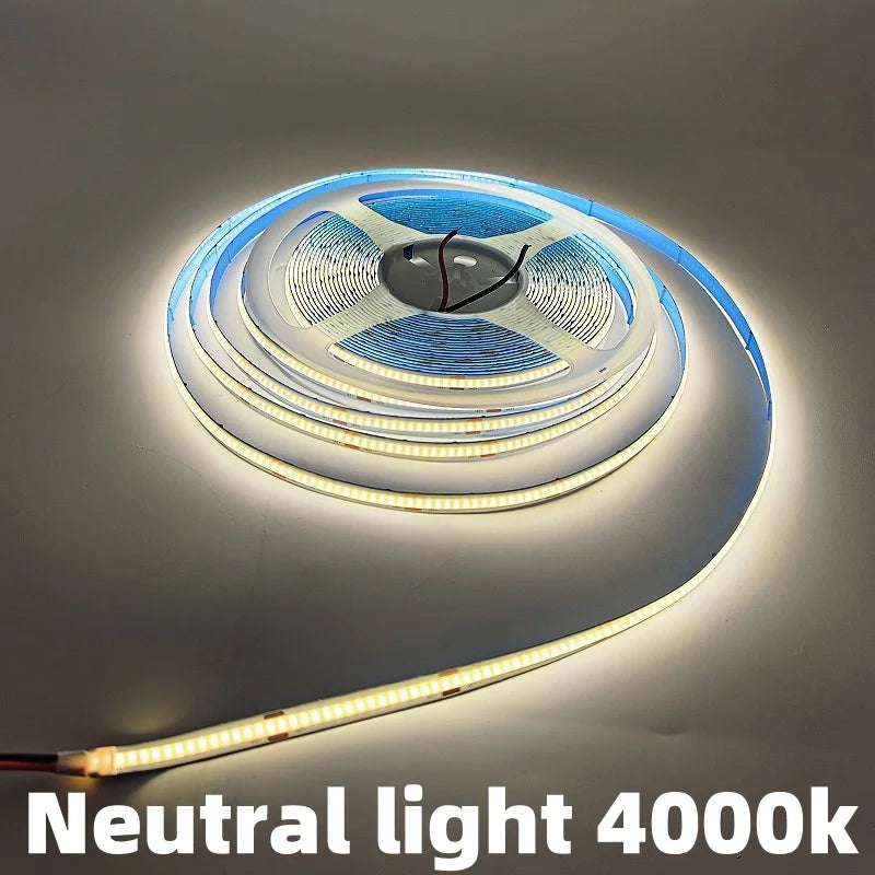 DC 12V 24V FOB COB Strip 320Leds/M High Density RA90 White 3000K 4000K 6000K IP20 Flexible Ribbon Rope LED Light