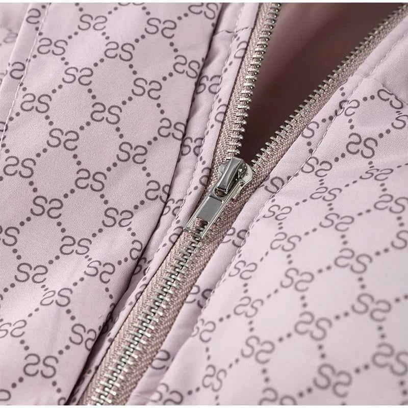 Printed Female Winter Cotton Quilted Jacket Hooded Thicken Zipper Single Breasted Long Sleeve 2025 New Casual Coat Loose Outwear