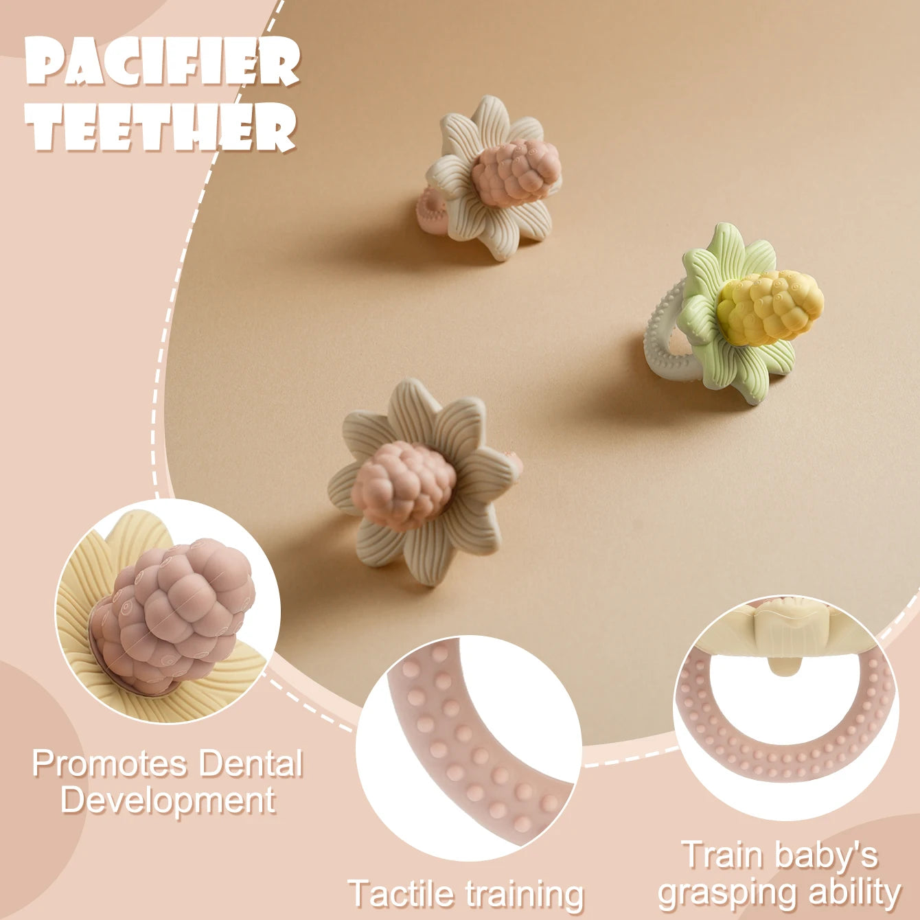 1PCS Silicone Baby Teething Toys Flower Grape Baby Toys Soft Baby Teether Toys Chewing Training Baby Products Baby Accessories