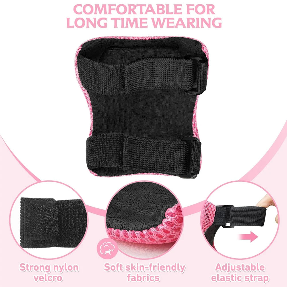Kids Knee Pads and Elbow Pads Set with Wrist Guard 3 in 1 Kids Protective Gear Set for 3-10 Years for Skateboarding, Skiing, Cyc