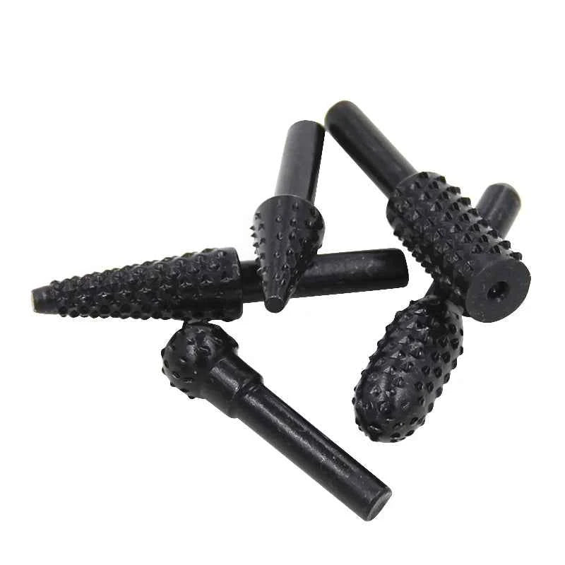 5pc Black Woodworking Wolf Tooth Stick Rotary File DIY Grinding Accessories Set Electric Grinding Head Tool