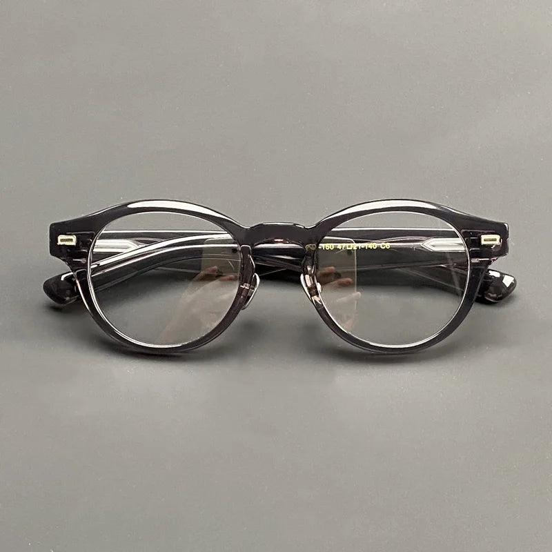 Vintage round glasses frame for men spring legs thickened with acetate optical glasses frame to make prescription glasses for my