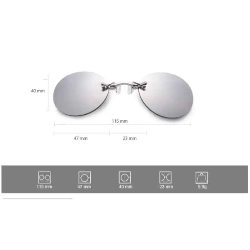 Sunglasses Mini Frameless Vintage Men Eyeglasses1/2pcs Clip On Nose Glasses Round Rimless Frameless Vintage Men Eyeglasses
