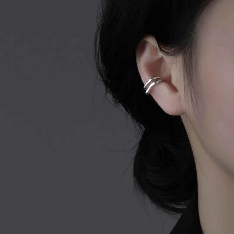 1Pc Ear Cuff Earrings Non-Piercing Double Layer Cuff Ear Clip Earring for Women Fake Cartilage Simple Y2K Jewelry 2026 New