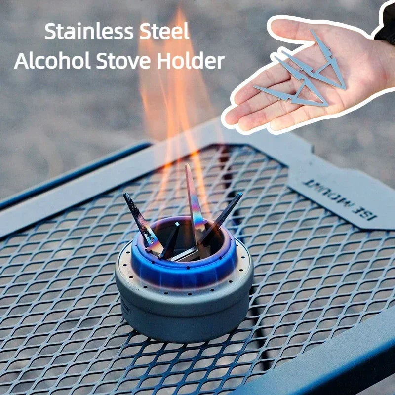  Alcohol Stove Pot Stand Portable Water Kettle Holder Detachable Four-corner Kettle Bracket Outdoor Camping Accessories Tool