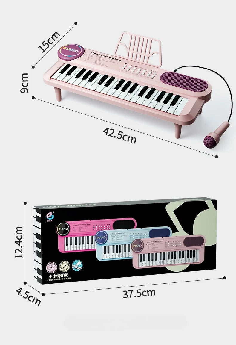 37-Key Kids Piano Keyboard Musical Toy with Microphone Music Score for Early Learning Interactive Play Best Gift Christmas Gift