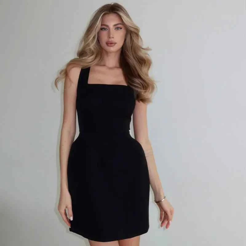 Cinching Waist Solid Mini Dresses Women Elegant Cap Sleeves Slim Fit Short A Line Dress 2025 New Summer Vacation Party Gowns