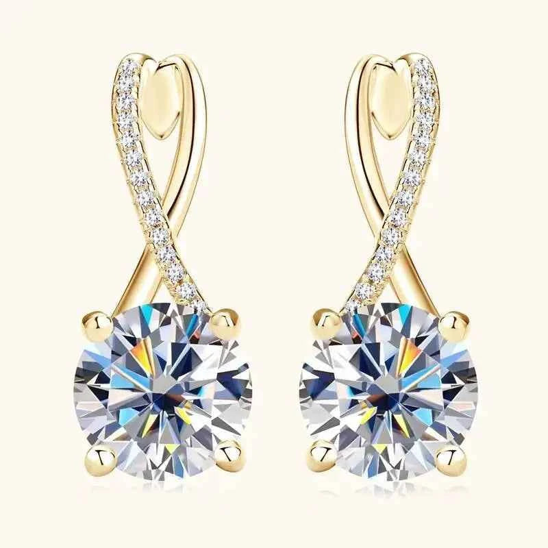 Taoyu D2.0CT Moissanite Drop Hie Earrings Real Silver Women Gold Plated Hoops Infinite Earring Certified Wedding Jewelry