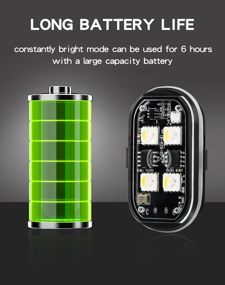 Wireless Light Aircraft Airplane Helicopter Warning Lights RGB Led Strobe lights Motorcycle Lights LED Flash with USB Charging
