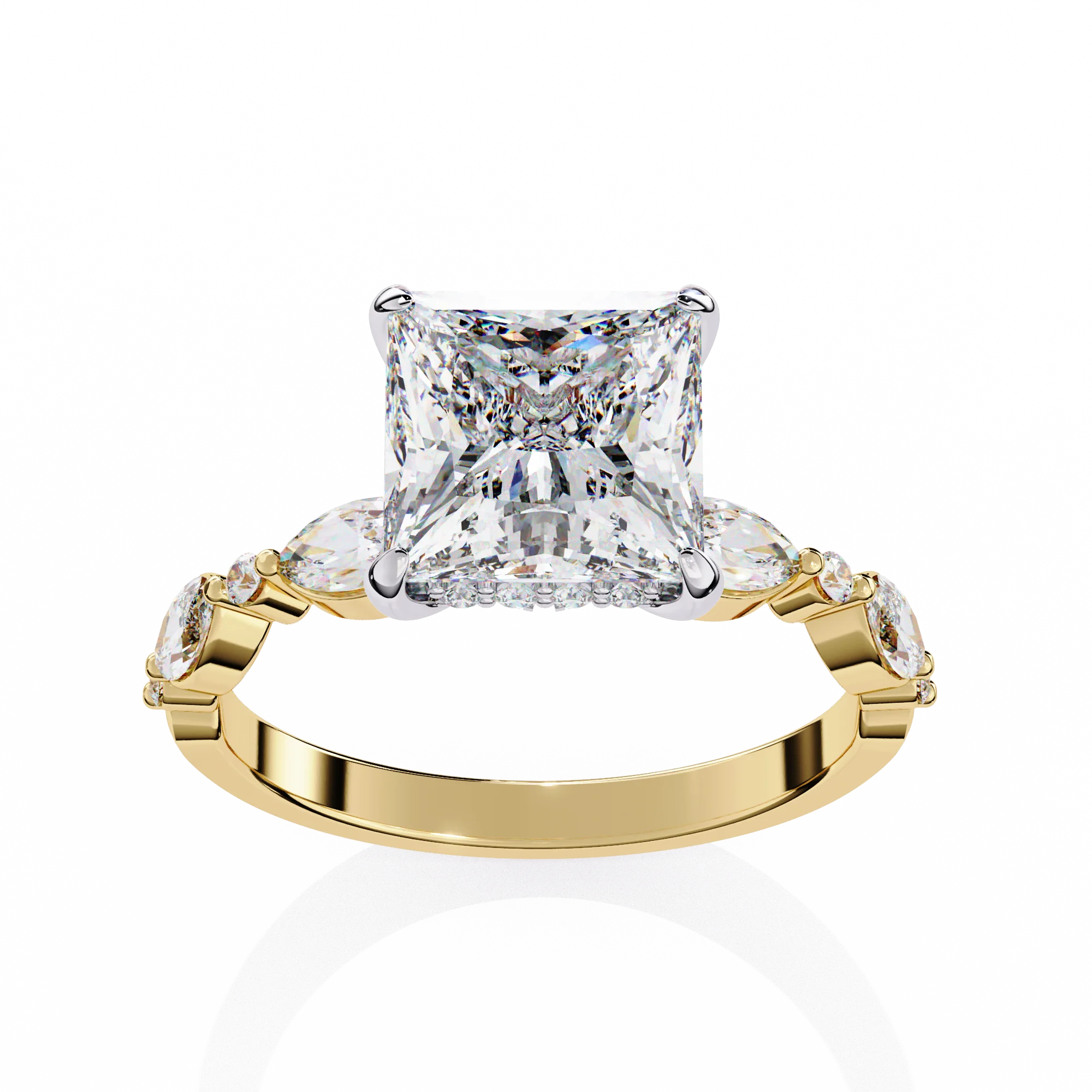 2.0 Carat Lab-Grown Princess Cut Diamond Ring Trending Classic 14K Yellow Gold Engagement & Wedding Jewelry eternity vermeil