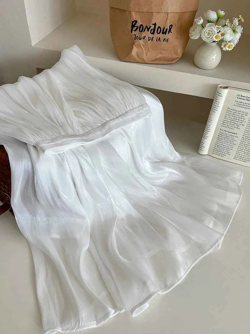 2025 Spring/Summer New Luster  A-line Women Skirt Solid Color High Waist French Paris Style Elegant Asymmetrical Skirt