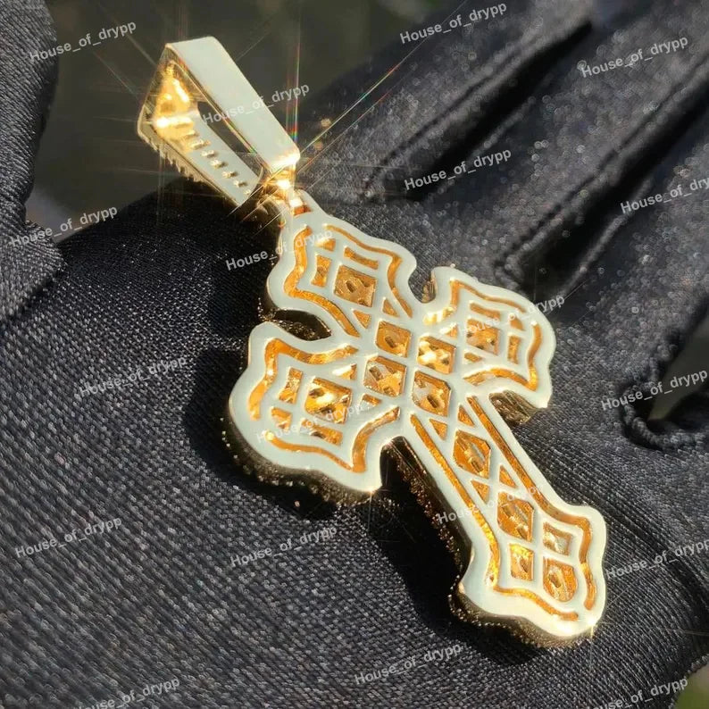 Iced Out Cross Pendant Necklace 925 Silver With Moissanite Diamond Luxury Hip Hop Religious Statement Jewelry For Unisex