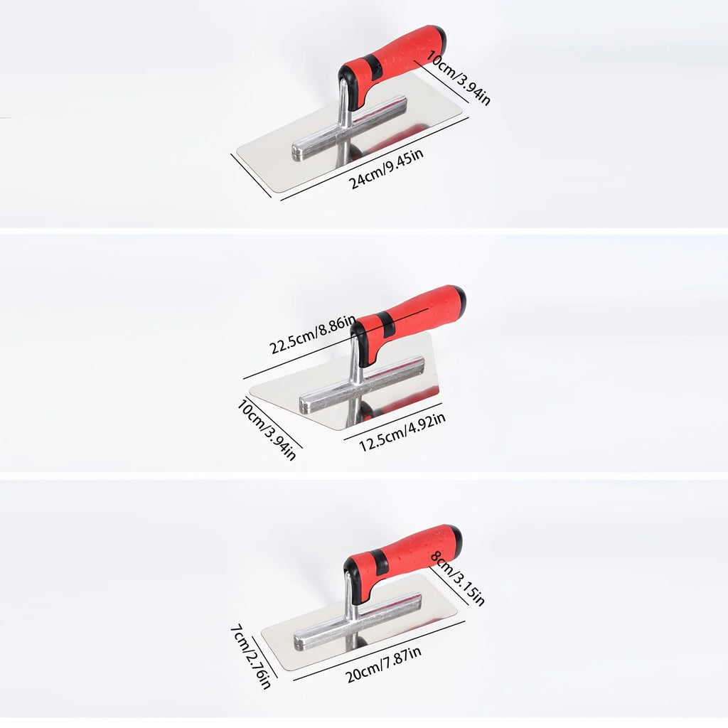 Concrete Tools Set Stainless Steel Flat Finishing Trowel 3 PC Cement Drywall Plastering Tile Masonry Construction Hand Kit